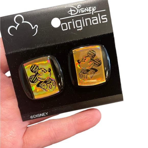 Vintage Disney originals Mickey Minnie Reflective Holographic Clip on earrings - Picture 9 of 11